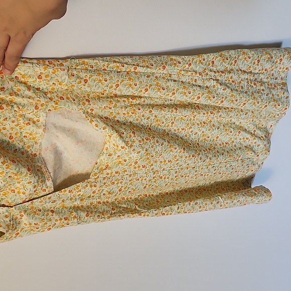 Free people mini dress cream with oranges print open back cross straps size S - Picture 5 of 9